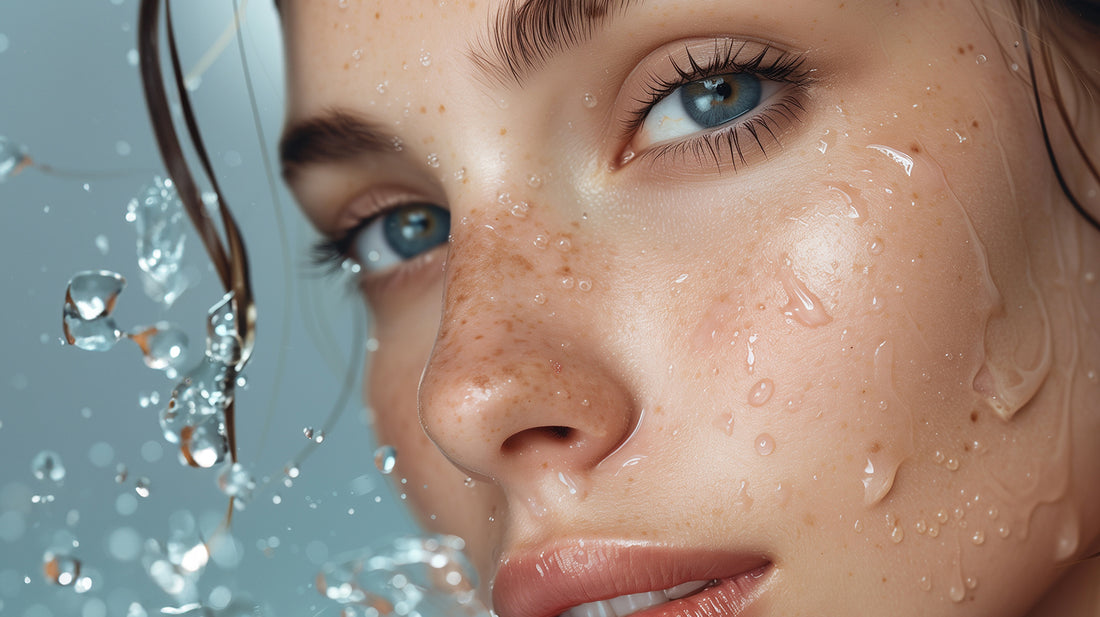 Woman with water splashing