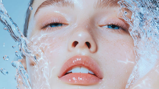 Woman splashing water on her face