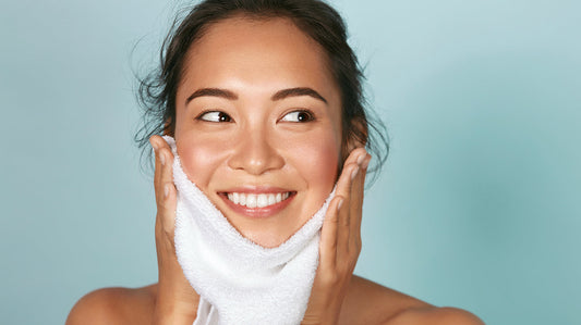 Woman drying her face
