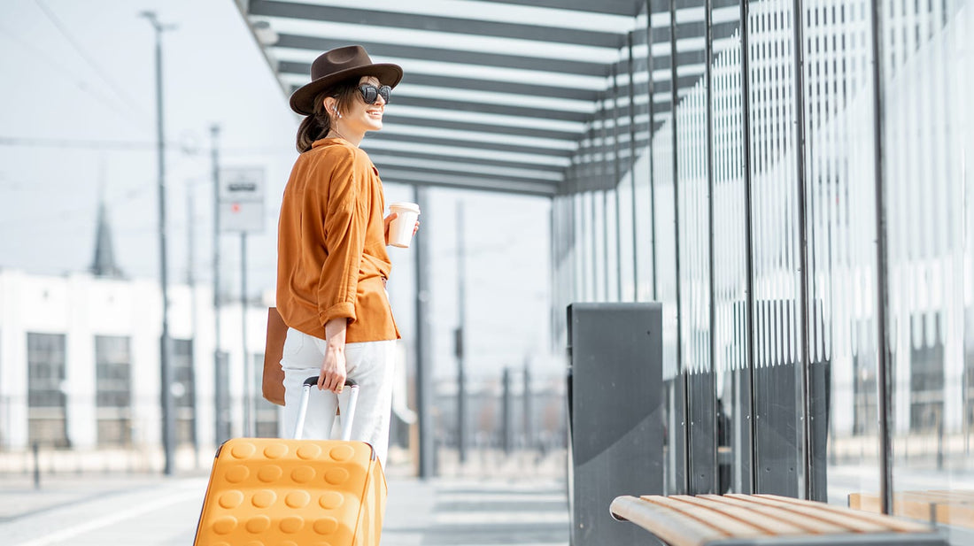 Woman pulling luggage at the airport